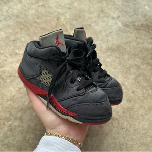 Nike Air Jordan Retro 5 Satin Bred Toddler Black Red Sneakers Size 10C shoes